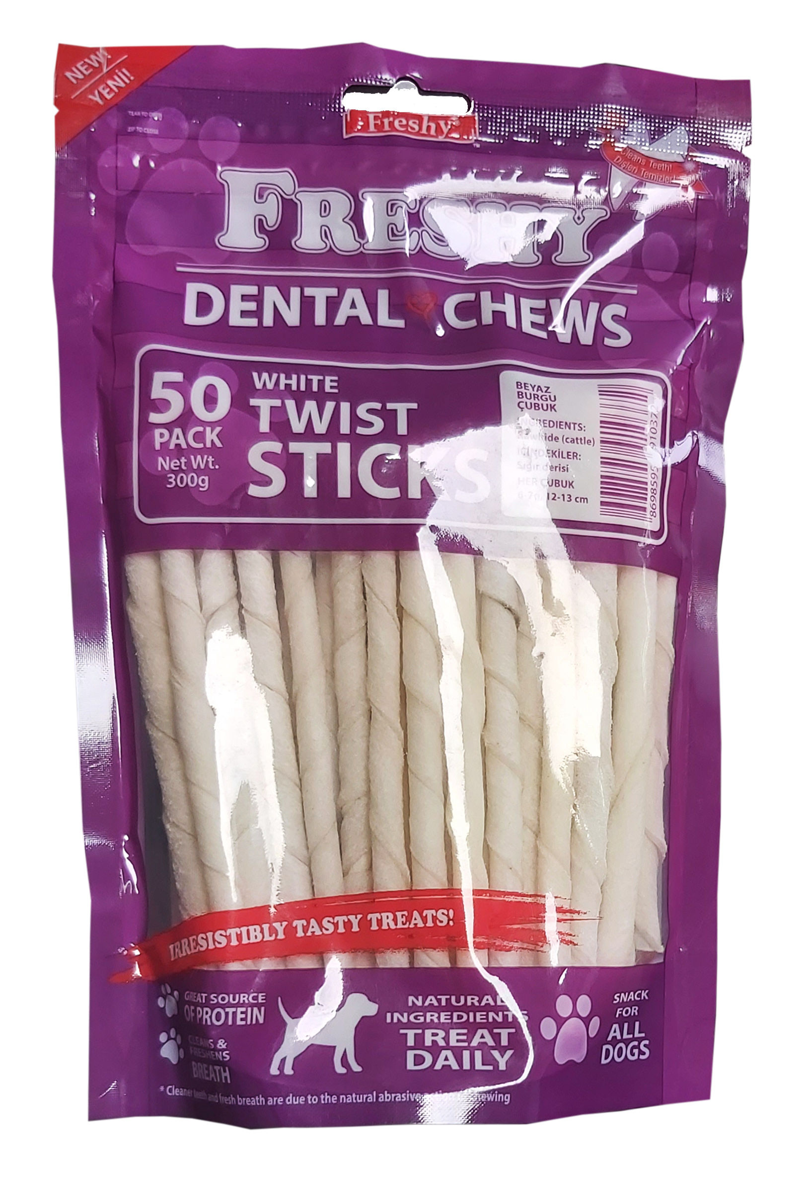 Freshy Dental Twists Sütlü Burgu Çubuk 50'li Paket 300 Gr
