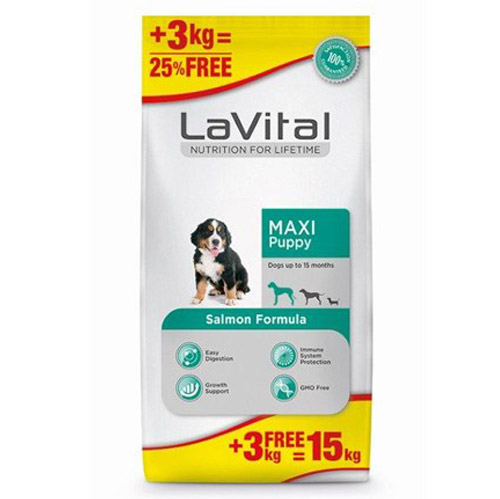 La Vital Maxi Somonlu Yavru Köpek Maması 12+3 Kg