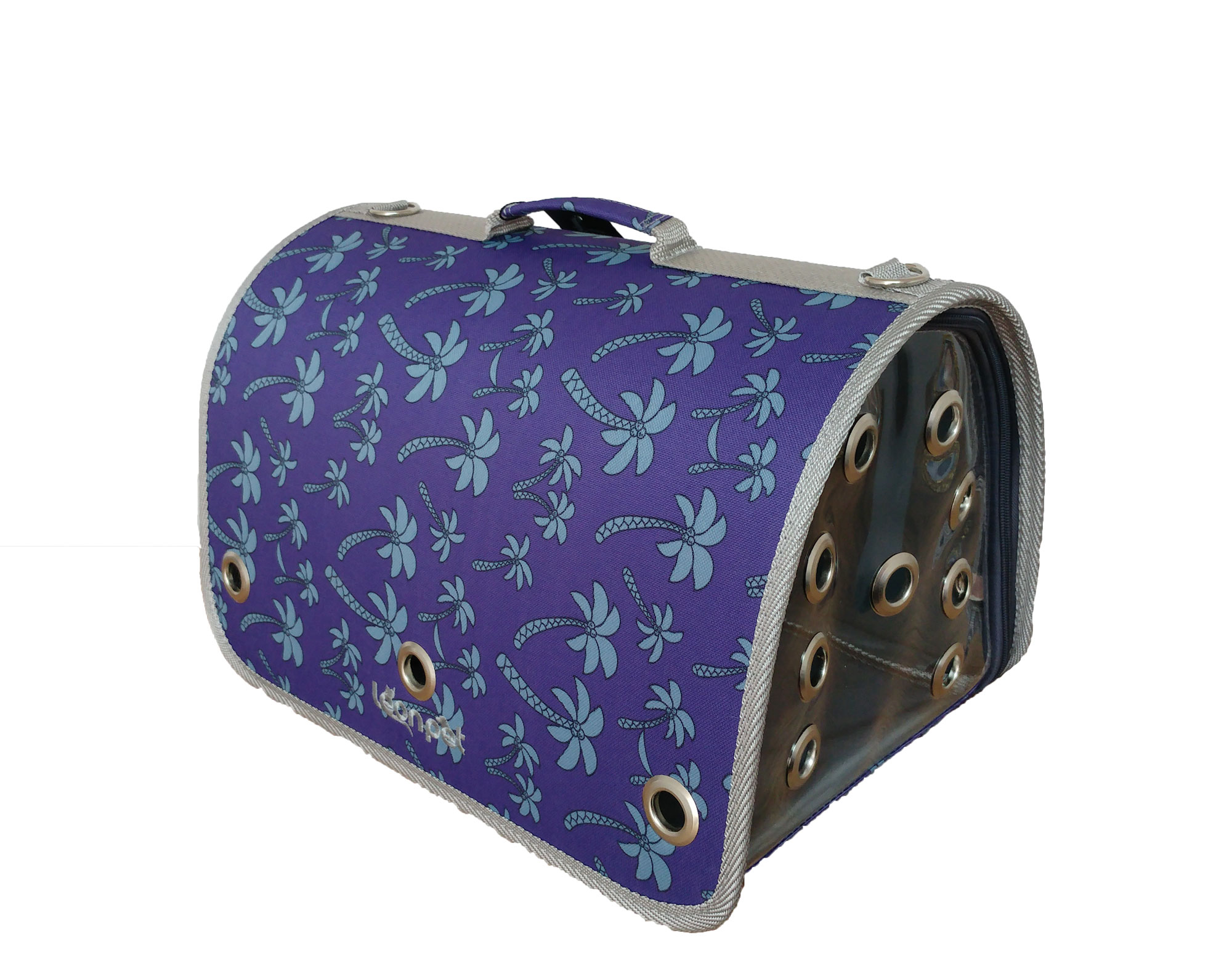 Leonpet Köpek ve Kedi Fly Bag Taşıma Çantası Mavi Palmiye Desenli 25x40x25 Cm