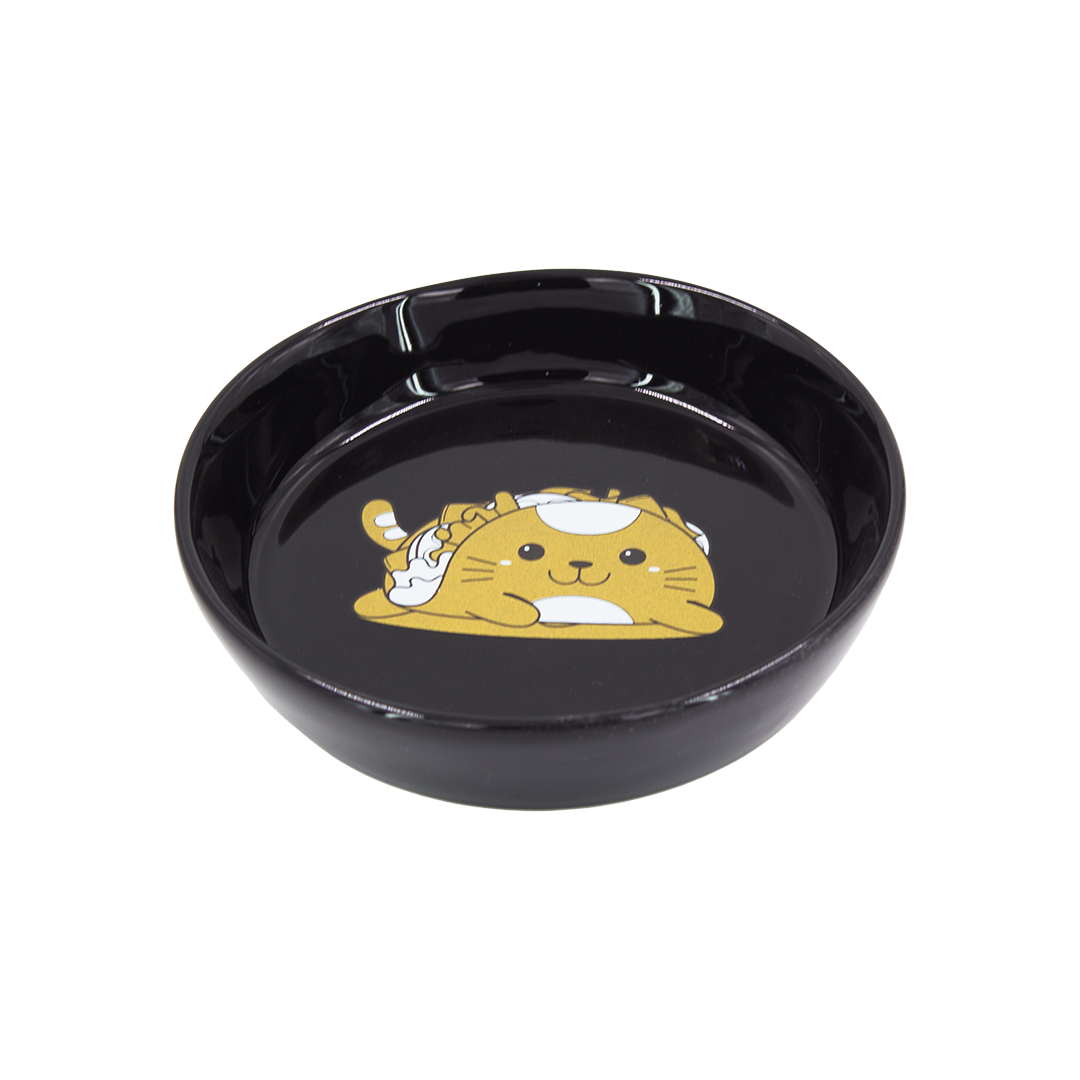 Lepus Renkli Seramik Kedi Köpek Mama ve Su Kabı Siyah 250 ml