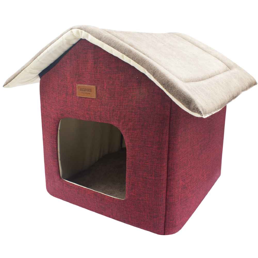 Lepus Shack House Kedi Köpek Yuvalı Yatak Kırmızı 35x35x40 Cm