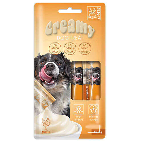 M-Pets Creamy Chicken Tavuk Etli Ek Besin ve Köpek Ödülü 4x15 Gr