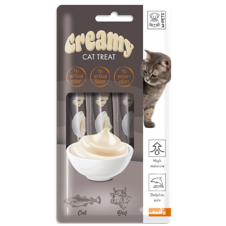 M-Pets Creamy Morina Balıklı Biftekli Kedi Ödülü 4x15 Gr