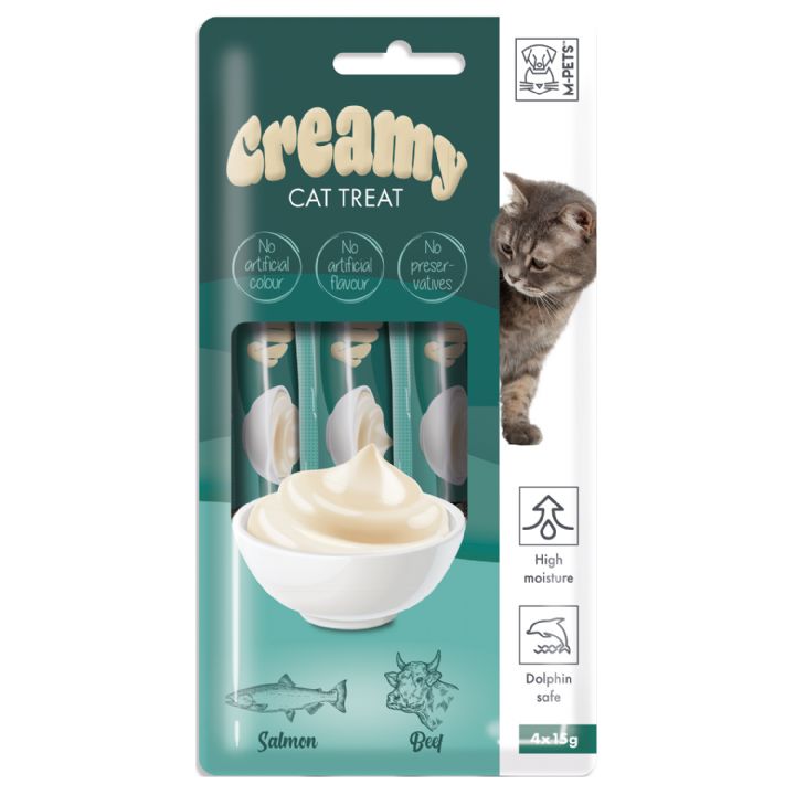 M-Pets Creamy Somon Balıklı Biftekli Kedi Ödülü 4x15 Gr