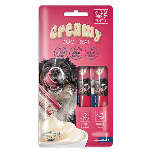 M-Pets Creamy Somonlu Ek Besin ve Köpek Ödülü 4x15 Gr