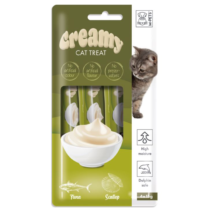 M-Pets Creamy Ton Balıklı Deniz Taraklı Kedi Ödülü 4x15 Gr