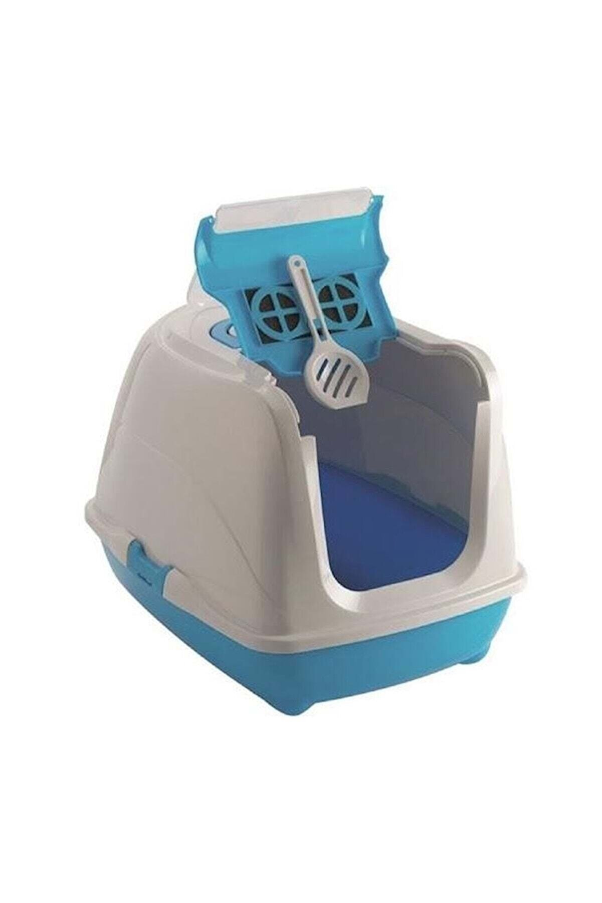 Moderna Flip Cat Filitreli Kapalı Kedi Tuvaleti Mavi 50 Cm