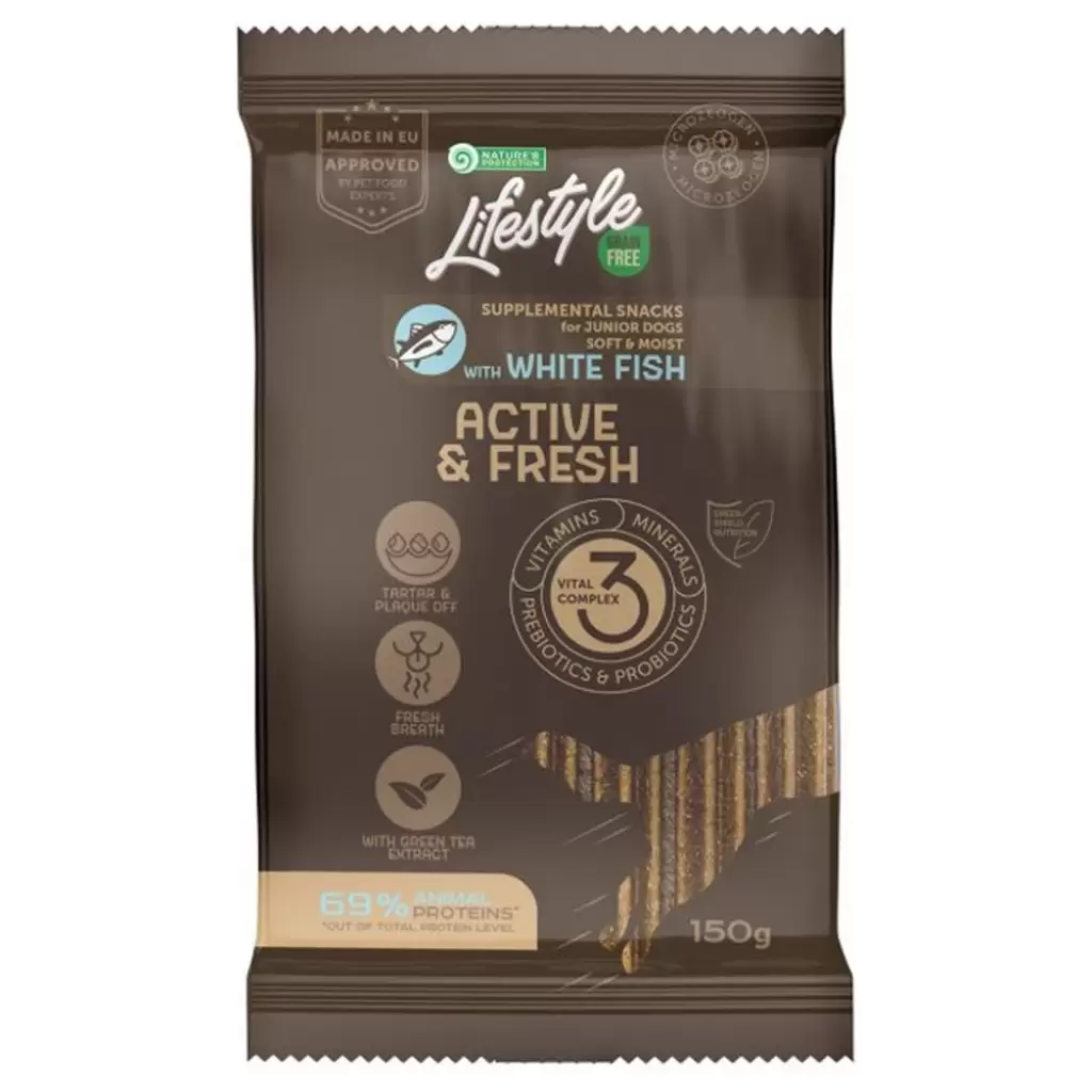 Nature's Protection Life Style Beyaz Balıklı Aktif Yavru Köpek Ödülü Stick 150 Gr