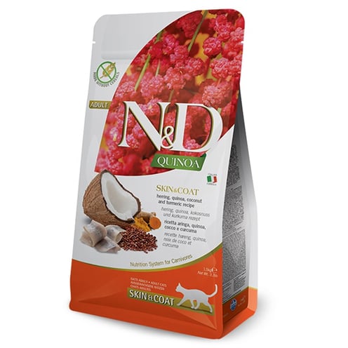 ND Quinoa Skin Coat Ringa Balığı Yetişkin Kedi Maması 1,5 Kg