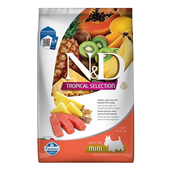 ND Tropical Selection Somonlu ve Tropikal Meyveli Mini Irk Yetişkin Köpek Maması 5 Kg