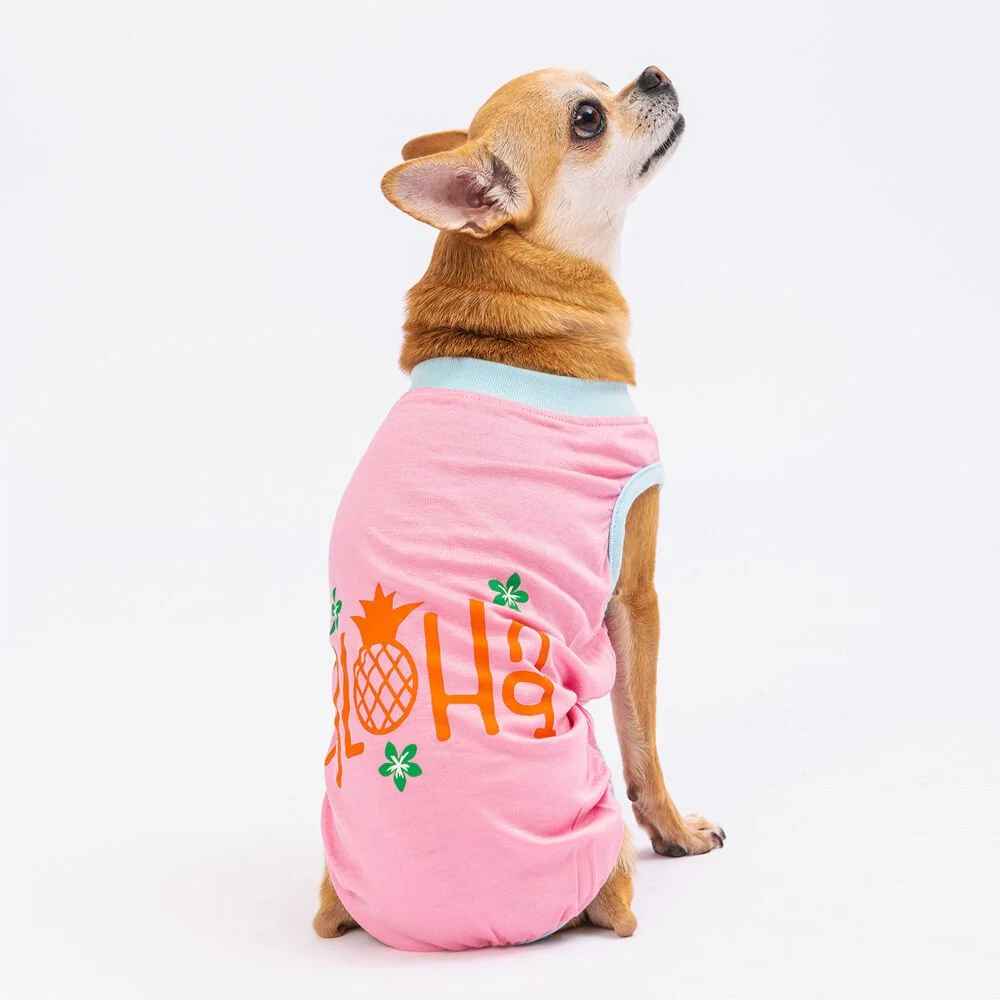 Pawstar Pink Aloha Köpek T-Shirt Large