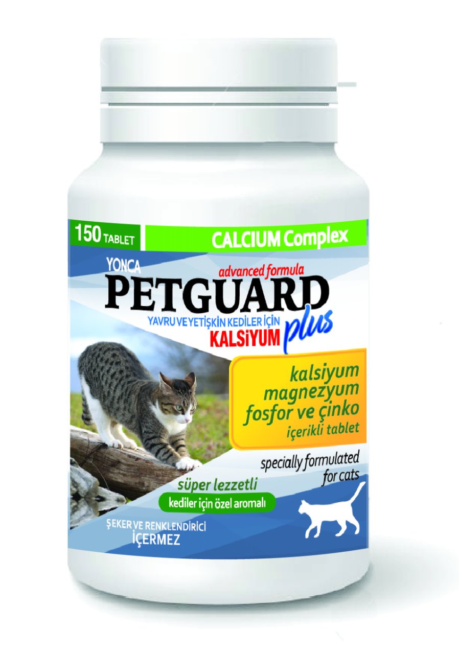 Petguard Plus Yavru ve Yetişkin Kediler için Kalsiyum 150 Tablet