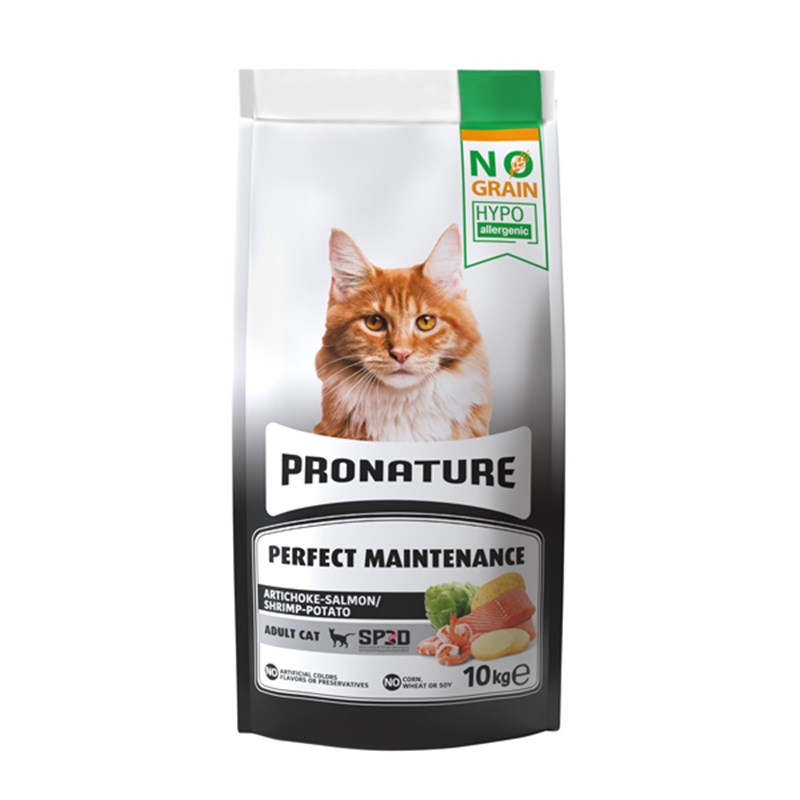 Pronature Hypo-Allergenic Tahılsız Somonlu Karidesli ve Enginarlı Yetişkin Kedi Maması 10 Kg