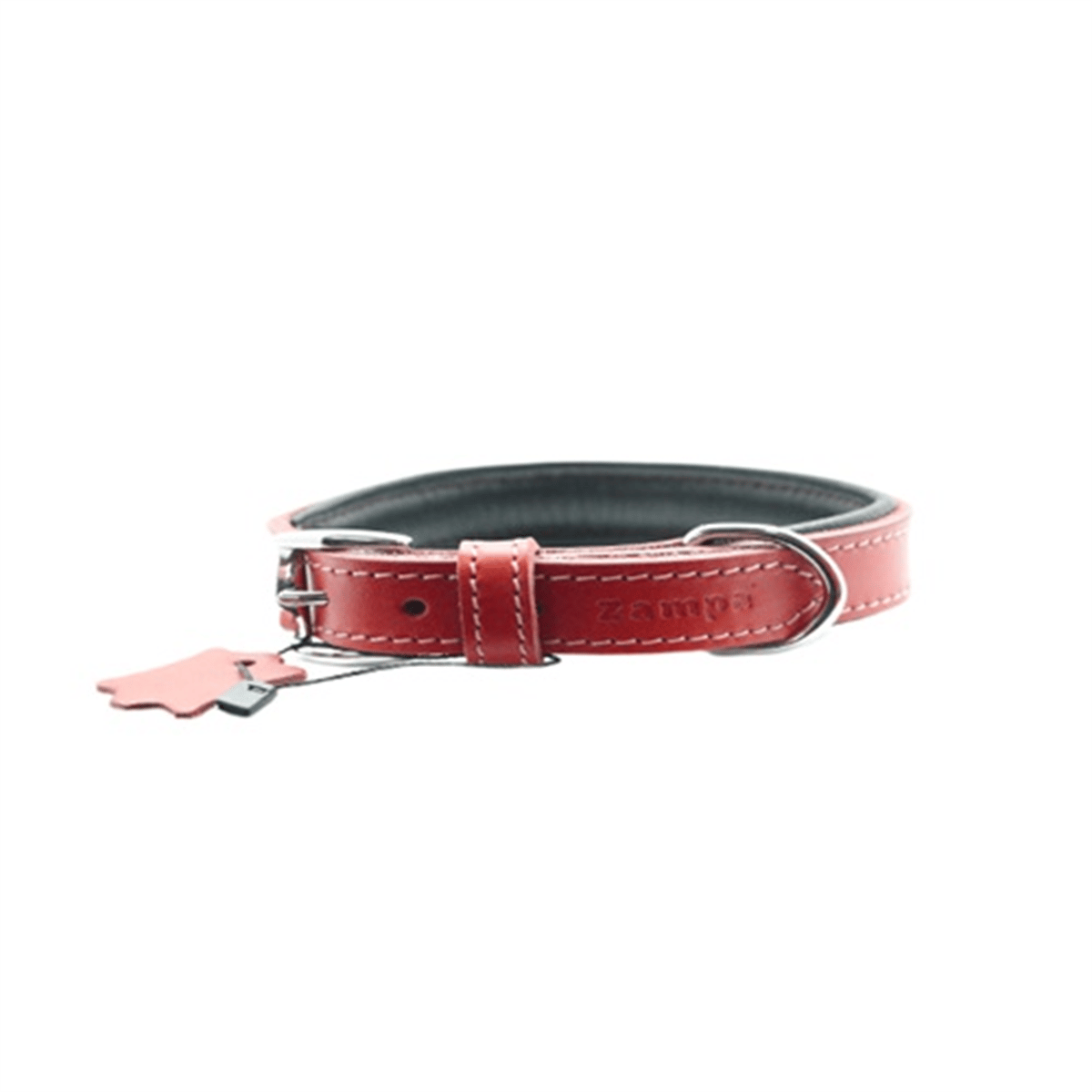 Zampa Yumuşak Dokulu Gerçek Deri Tribeca Köpek Boyun Tasması Kırmızı 2x35 Cm