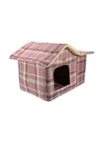 Lepus Kedi ve Köpek Cabin Kulübe Yatak Ekose Kırmızı 35X60X40 Cm