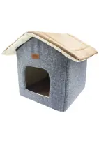 Lepus Shack House Kedi Köpek Yuvalı Yatak Gri 35x35x40 Cm