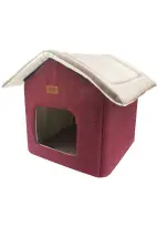 Lepus Shack House Kedi Köpek Yuvalı Yatak Kırmızı 35x35x40 Cm