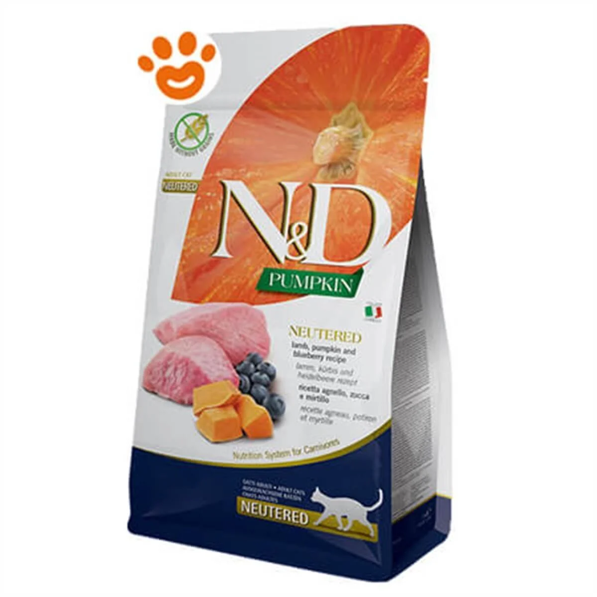 ND Balkabaklı Kuzulu Yaban Mersinli Kısırlaştırılmış Kedi Maması 5 Kg